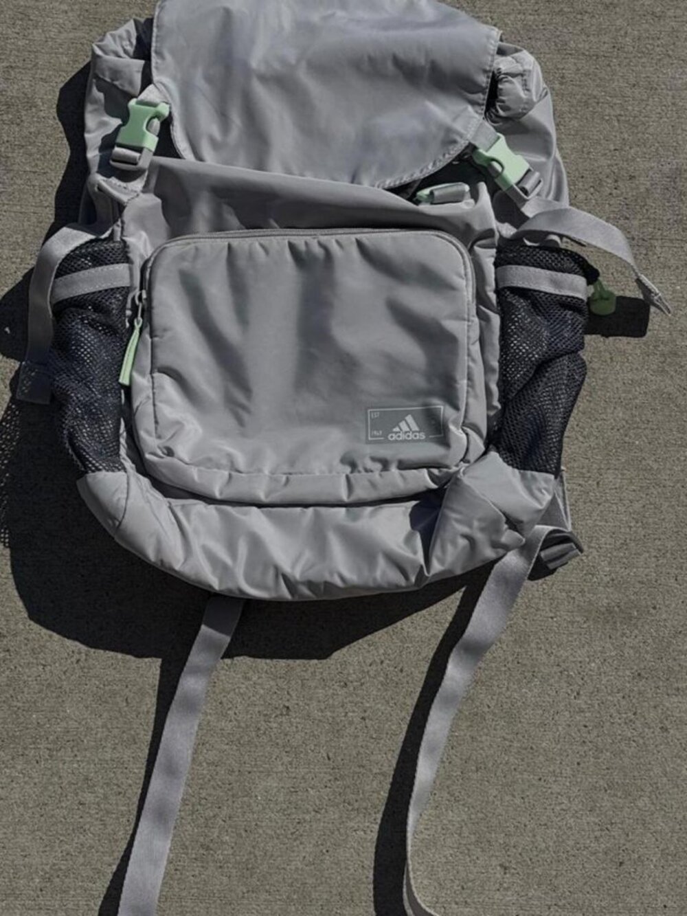Adidas gray & green backpack